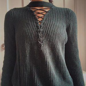 Forever 21 Lace Up Sweater